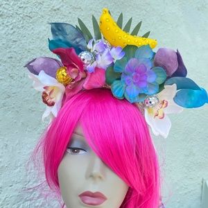 Chiquita Banana Headpiece  Tropical Hawaiian Banana Rhinestone Costume Party